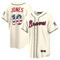 Atlanta Braves #10 Chipper Jones Player Cream CLOTHIN USA 250 Fourth Of July Limited Home Game Stitched Jerseys