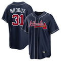 Atlanta Braves #31 Greg Maddux Player Navy CLOTHIN Home Game Stitched Jerseys