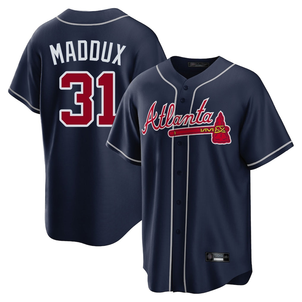 Atlanta Braves #31 Greg Maddux Player Navy CLOTHIN Home Game Stitched Jerseys