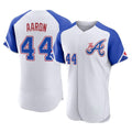 Atlanta Braves #44 Hank Aaron Player White CLOTHIN City Connect Limited Elite Home Game Stitched Jerseys