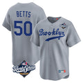 Los Angeles Dodgers #50 Mookie Betts Player Gray CLOTHIN World Series Game Limited Home Stitched Jerseys