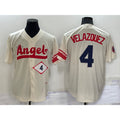 Los Angeles Angels #4 Andrew Velazquez Number Cream CLOTHIN 2022 City Connect Cool Base Stitched Jersey
