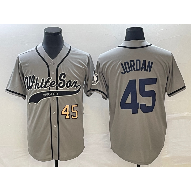 Chicago White Sox #45 Michael Jordan Number Grey CLOTHIN Cool Base Stitched Jersey