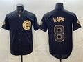 Chicago Cubs #8 lan Happ Black Gold CLOTHIN 150th Anniversary Patch Stitched Jersey