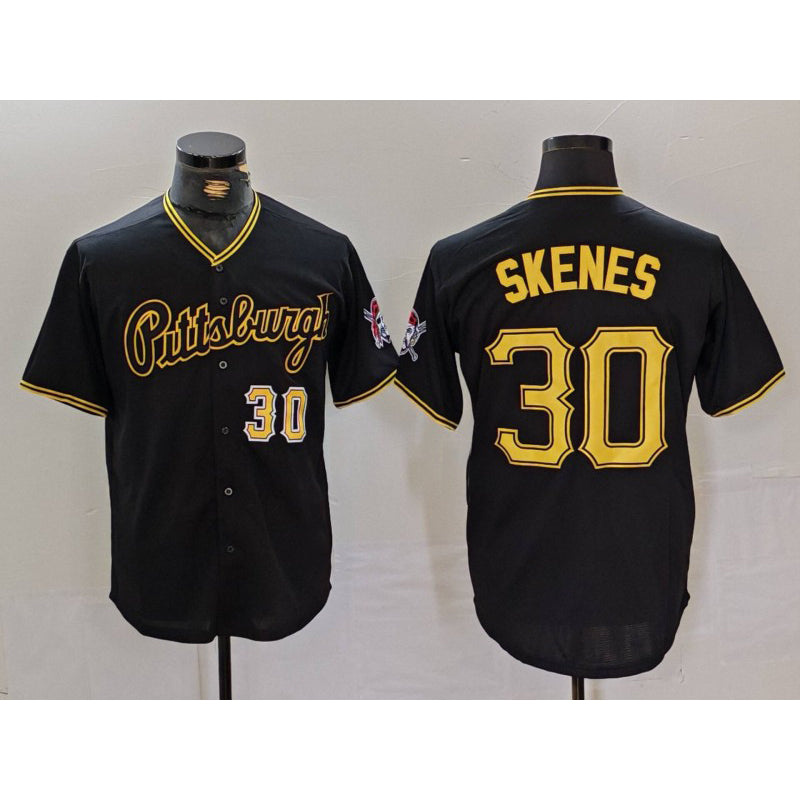 Pittsburgh Pirates #30 Paul Skenes Black CLOTHIN Cool Base Jersey