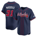 Atlanta Braves #31 Greg Maddux Player Navy CLOTHIN 2025 Speedway Classic Home Game Stitched Jerseys
