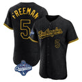 Los Angeles Dodgers #5 Freddie Freeman Player Black CLOTHIN World Series Meet Snake Skin City Limited Elite Home Stitched Jerseys