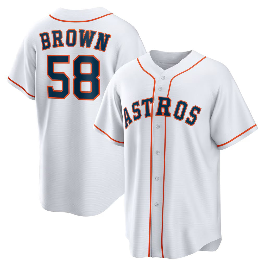 Houston Astros #58 Hunter Brown White CLOTHIN Home Replica Jersey