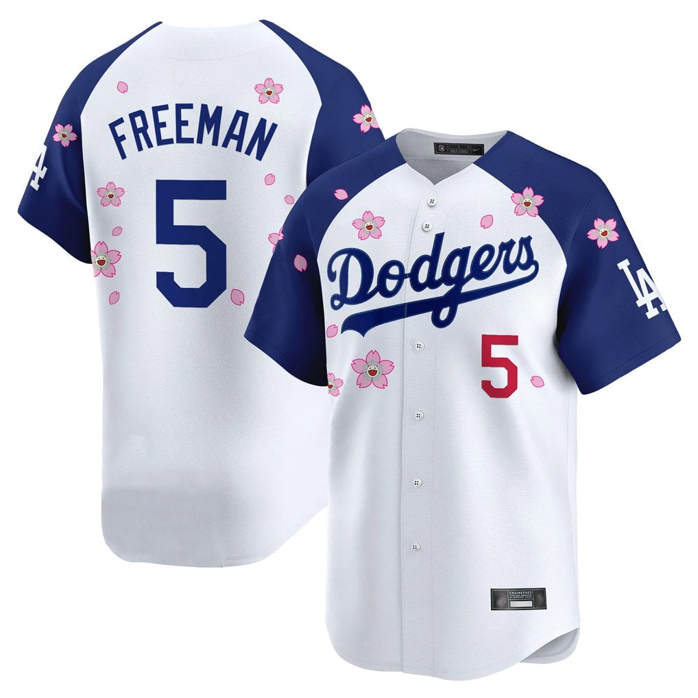 Los Angeles Dodgers #5 Freddie Freeman Player White-Royal CLOTHIN Tokyo Series Vapor Premier Limited Stitched Jerseys