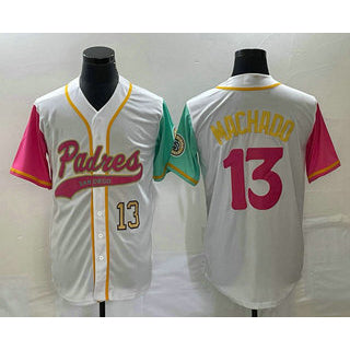 San Diego Padres #13 Manny Machado Number White CLOTHIN NEW 2023 City Connect Cool Base Stitched Jersey