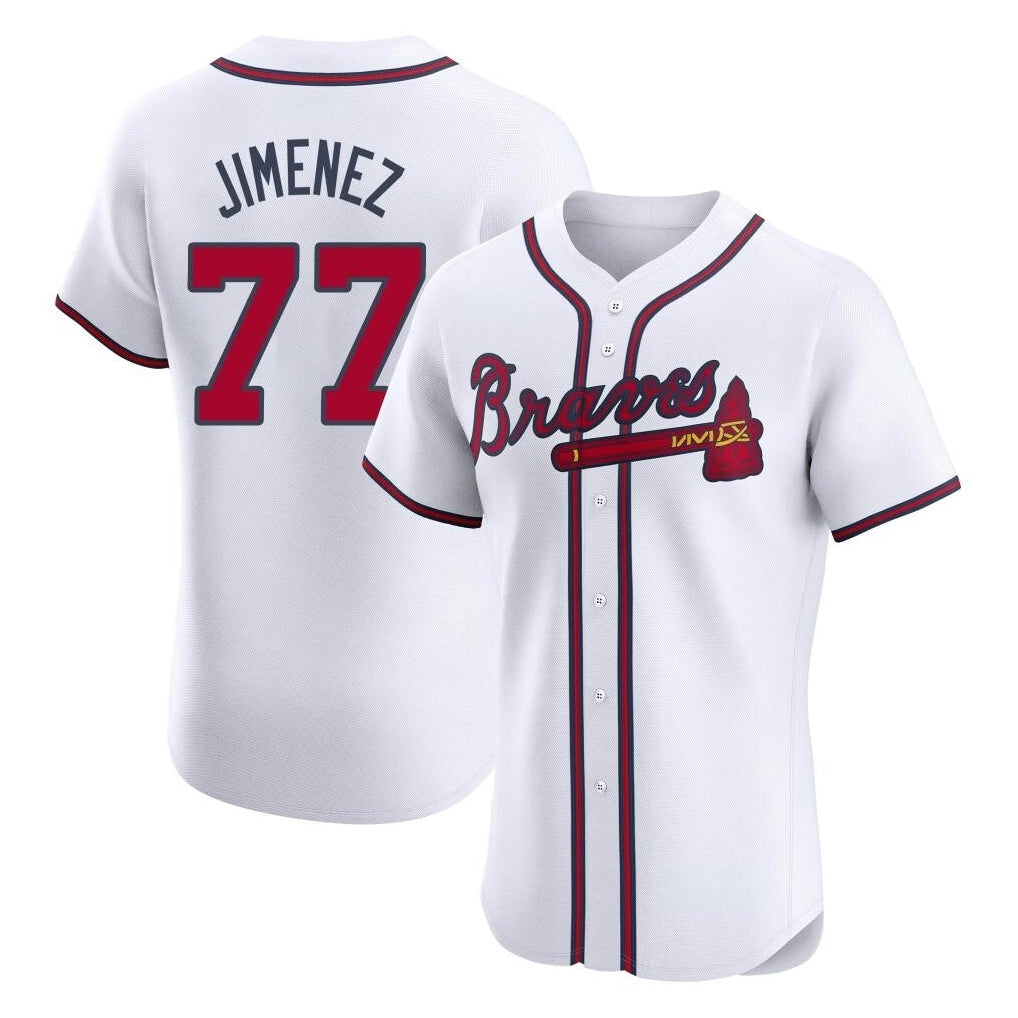 Atlanta Braves #77 Joe Jimenez Player White CLOTHIN Limited Elite Home Game Stitched Jerseys