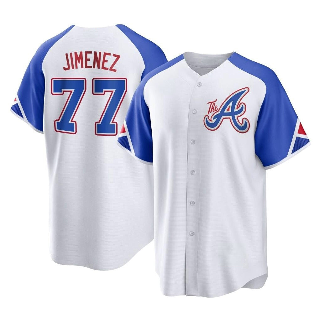 Atlanta Braves #77 Joe Jimenez Player White CLOTHIN City Connect Home Game Stitched Jerseys