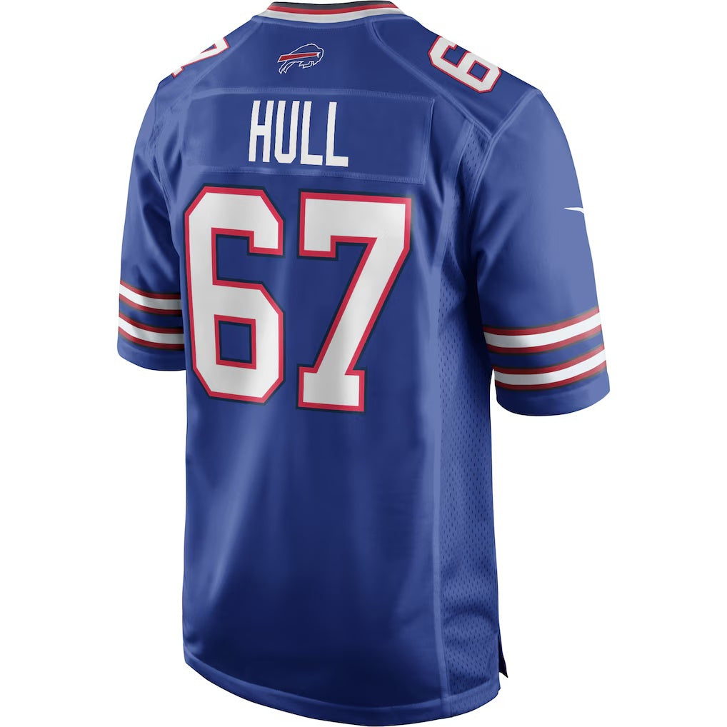 B.Bills #67 Kent Hull Royal CLOTHIN Game Retired Player Jersey