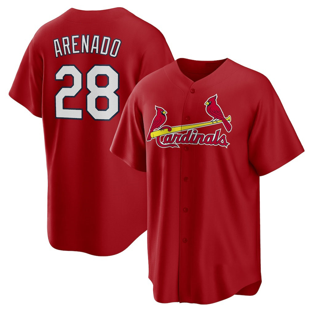 St. Louis Cardinals #28 Nolan Arenado Red CLOTHIN Alternate Official Replica Player Jersey