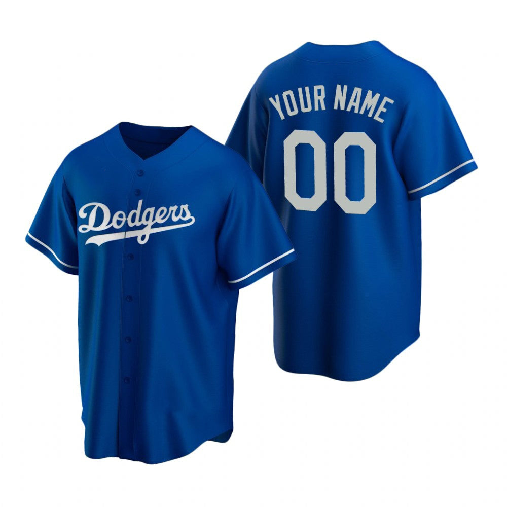 Custom Los Angeles Dodgers Royal CLOTHIN Stitched Cool Base Jersey