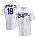Los Angeles Dodgers #18 Yoshinobu Yamamoto Player Gold White CLOTHIN 2026 Collection Stadium Game Stitched Jerseys