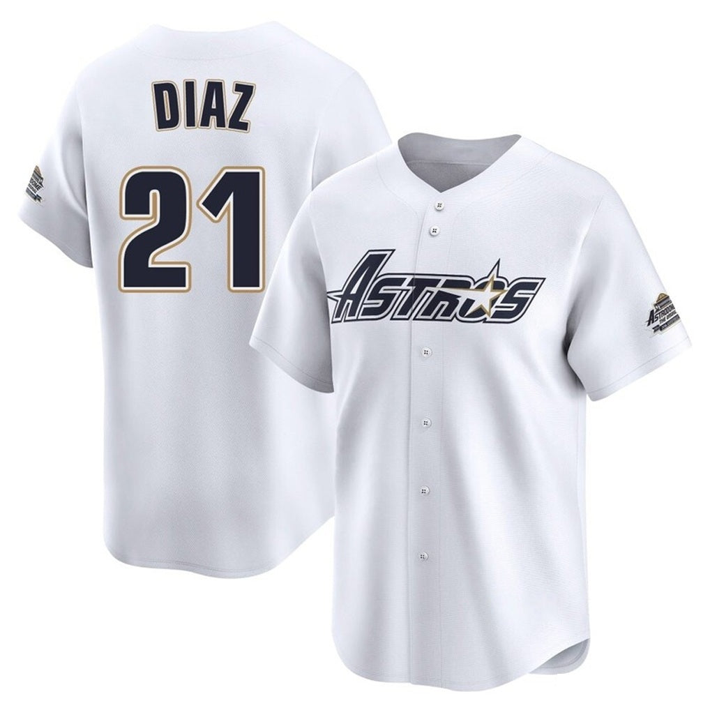 Houston Astros #21 Yainer Diaz Player White CLOTHIN Throwback Cooperstown Collection Limited Stitched Jerseys