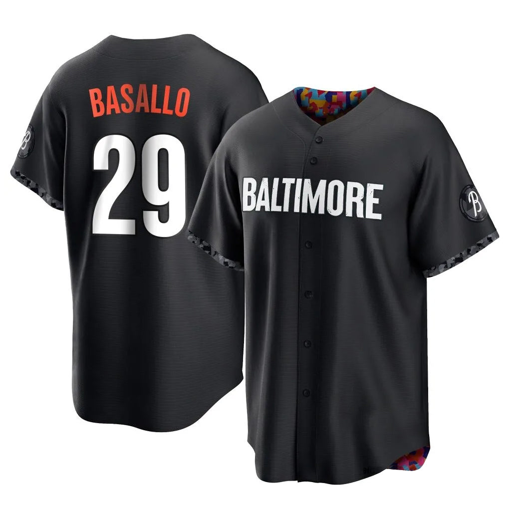 Baltimore Orioles #29 Samuel Basallo Player Black CLOTHIN City Connect Home Game Stitched Jerseys