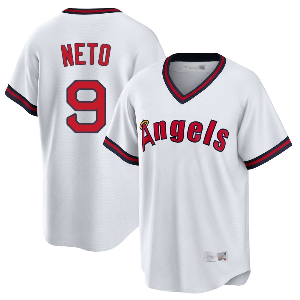 Los Angeles Angels #9 Zach Neto Player White CLOTHIN T-shirt Home Game Stitched Jerseys
