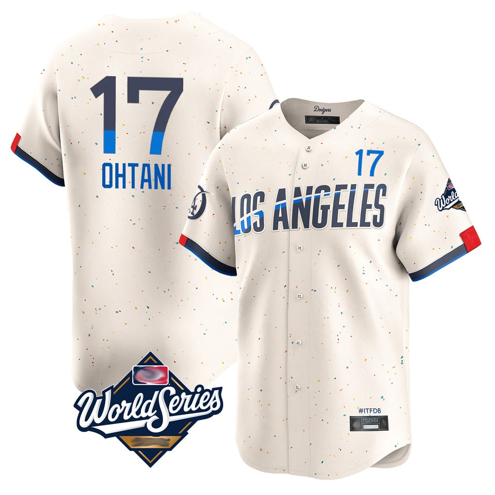 Los Angeles Dodgers #17 Shohei Ohtani Player Cream CLOTHIN World Series City Connect Limited Home Stitched Jerseys