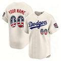 Custom Los Angeles Dodgers Cream CLOTHIN USA 250 Fourth of July Limited Stitched Jersey