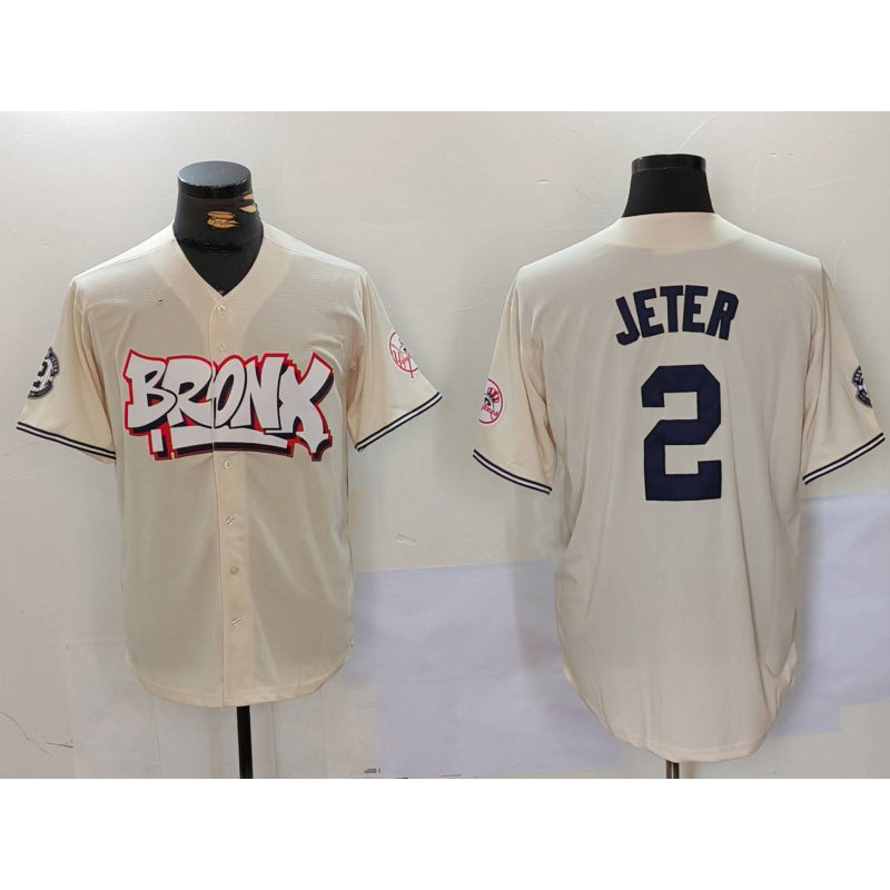 New York Yankees #2 Derek Jeter Cream CLOTHIN Limited Stitched Jersey 2