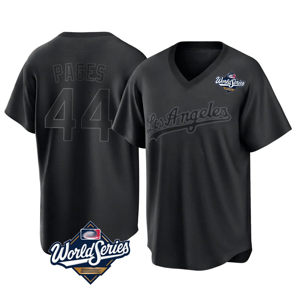 Los Angeles Dodgers #44 Andy Pages Player Black CLOTHIN World Series Pitch Fashion T-shirt Stitched Jerseys