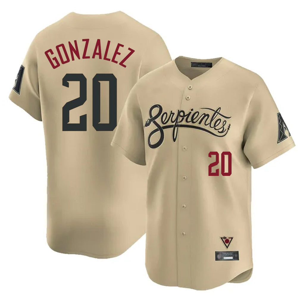 Arizona Diamondbacks #20 Luis Gonzalez Player Tan CLOTHIN City Connect Limited Home Game Stitched Jerseys
