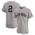 New York Yankees #2 Derek Jeter Gray CLOTHIN Road 2020 Hall of Fame Induction Patch Elite Player Jersey