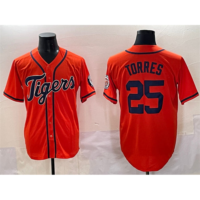 Detroit Tigers #25 Gleyber Torres Orange CLOTHIN With Patch Vapor Premier Limited Stitched Jersey