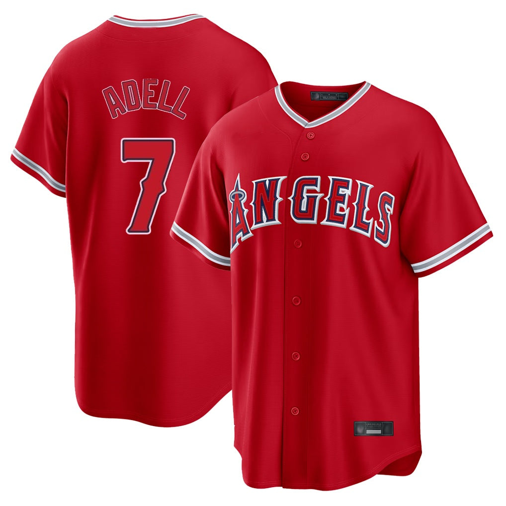Los Angeles Angels #7 Jo Adell Player Red CLOTHIN Home Game Stitched Jerseys