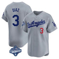 Los Angeles Dodgers #3 Edwin D¨ªaz Player Gray CLOTHIN World Series Meet Limited Home Stitched Jerseys