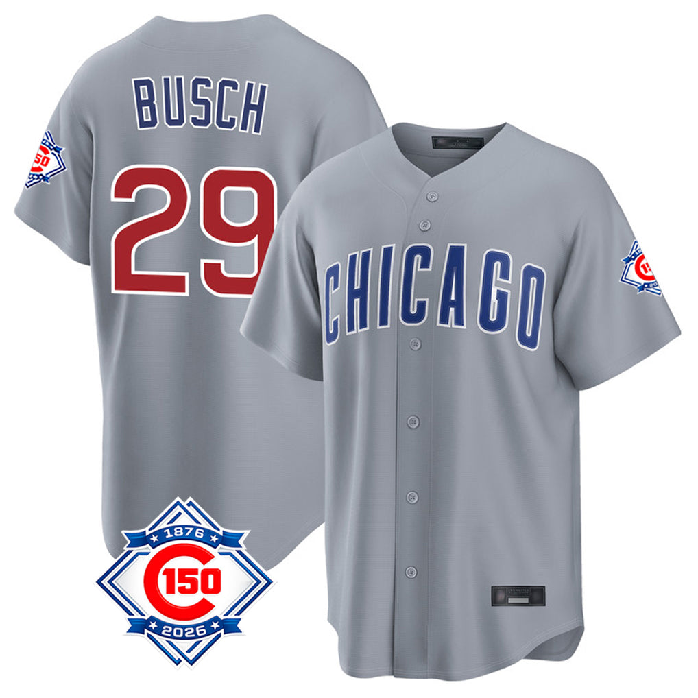 Chicago Cubs #29 Michael Busch Player Gray CLOTHIN 150th Anniversary Home Game Stitched Jerseys
