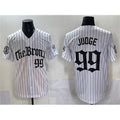 New York Yankees #99 Aaron Judge White CLOTHIN Fashion Pinstripe 'Gothic Legacy Edition' Vapor Premier Limited Stitched Jersey