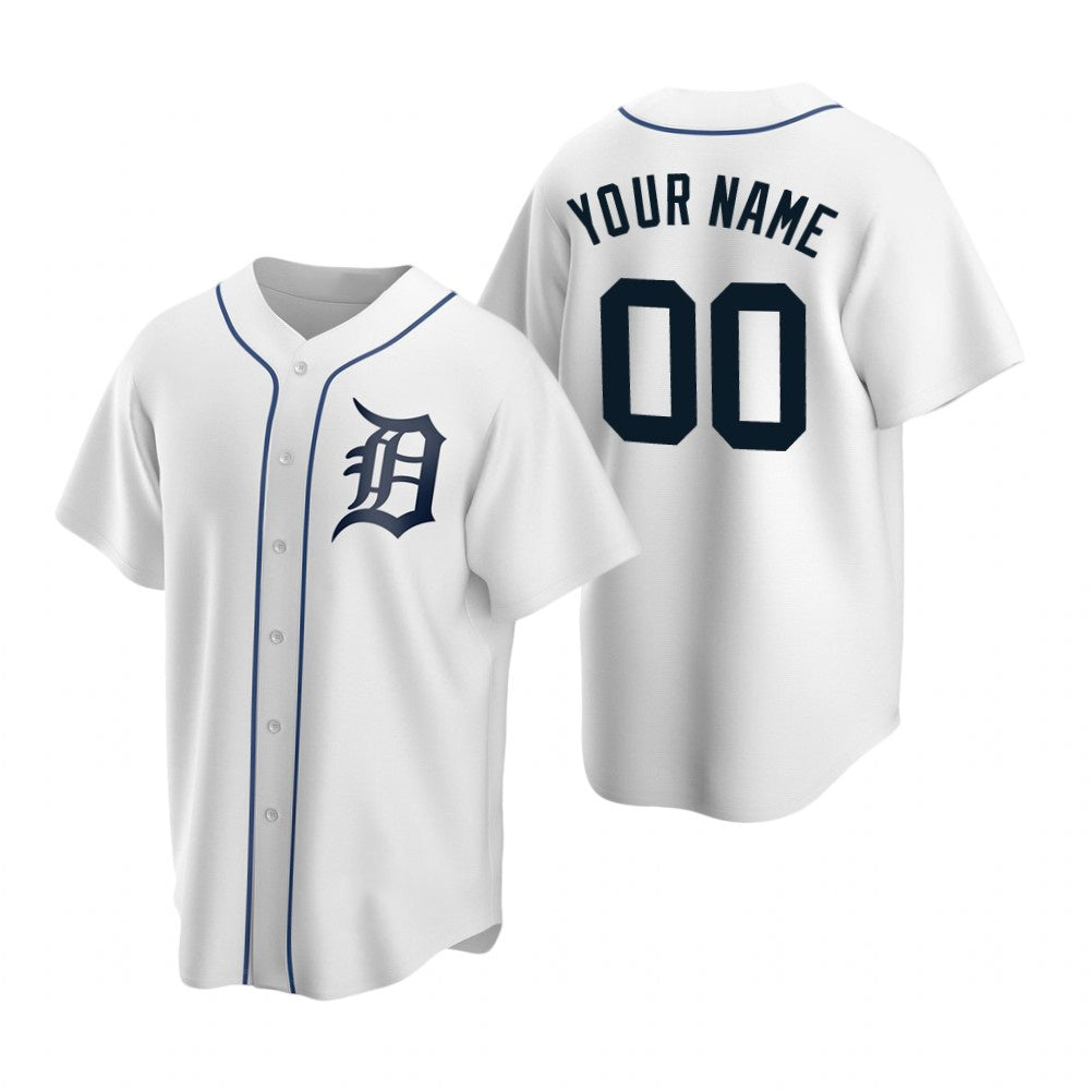 Custom Detroit Tigers White CLOTHIN Stitched Cool Base Home Jersey