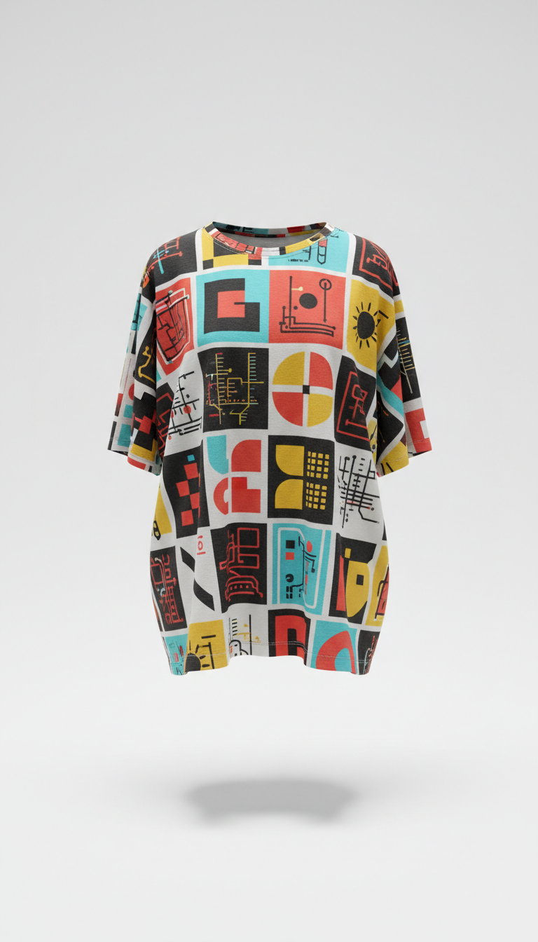 Poster Collage T-shirt Metro Cyan