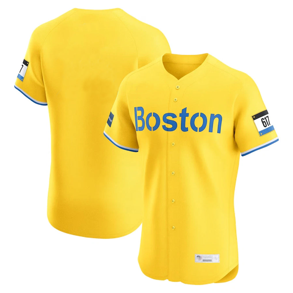 Boston Red Sox Blank Player Yellow CLOTHIN Limited Elite Home Game Stitched Jerseys