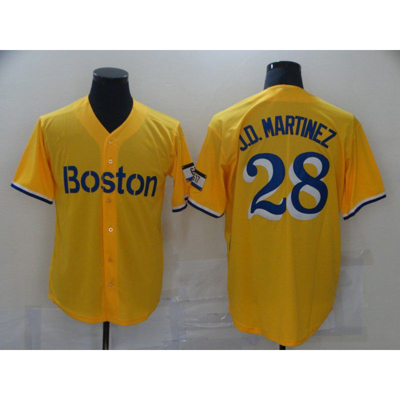 Boston Red Sox #28 J.D.Martinez Yellow CLOTHIN City Edition Game 2021 Jerseys