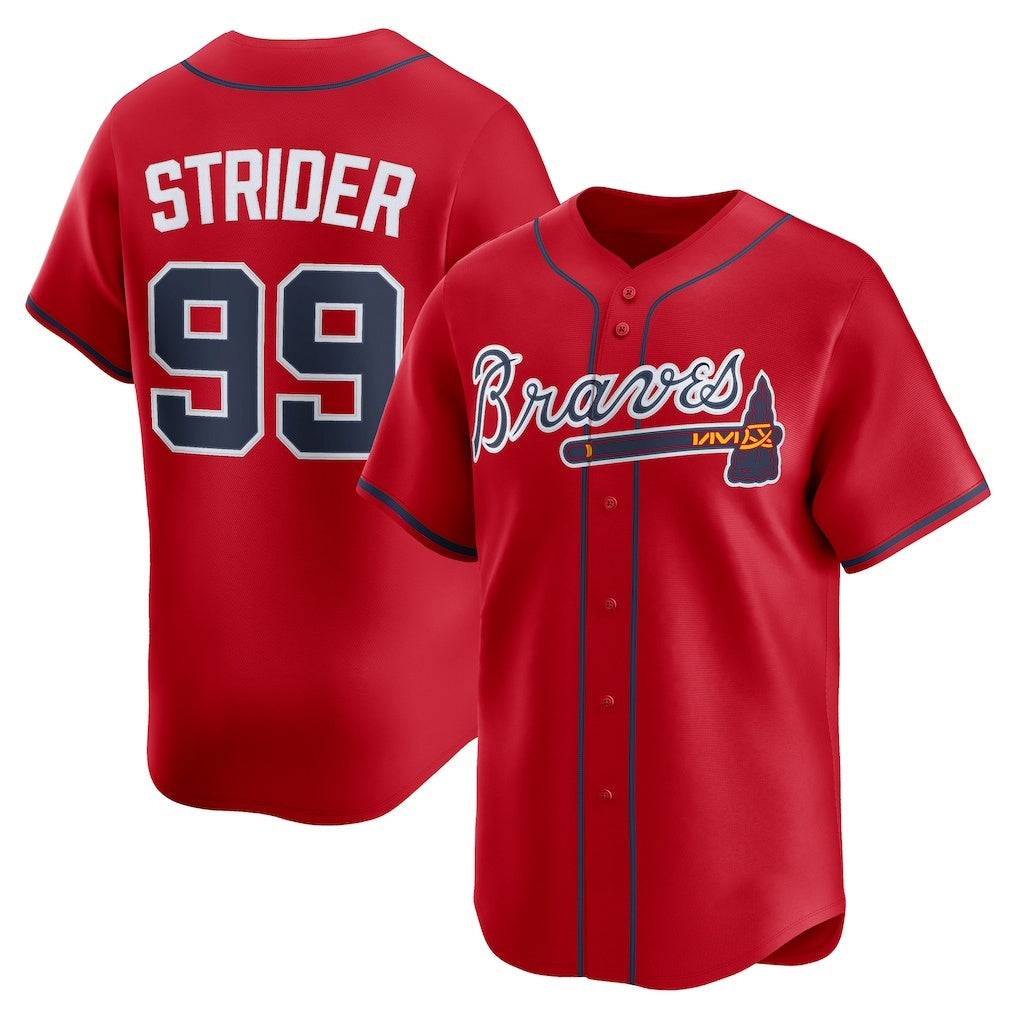 Atlanta Braves #99 Spencer Strider Red CLOTHIN Alternate Limited Player Jersey