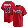 Atlanta Braves #99 Spencer Strider Red CLOTHIN Alternate Limited Player Jersey