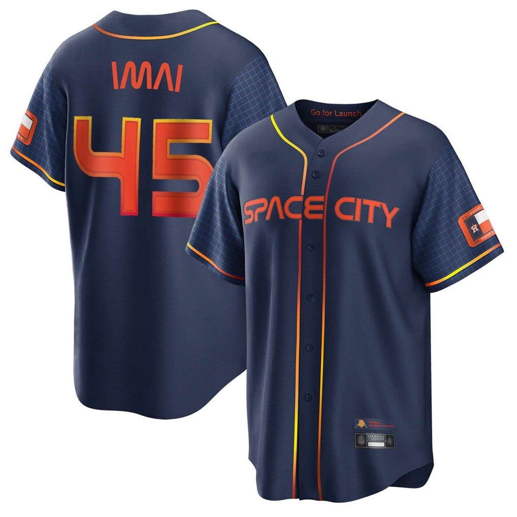 Houston Astros #45 Tatsuya Imai Player Navy CLOTHIN City Connect Home Game Stitched Jerseys