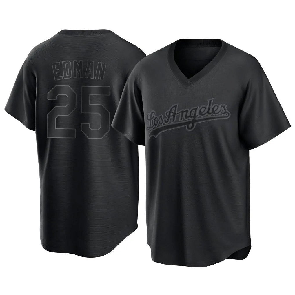 Los Angeles Dodgers #25 Tommy Edman Player Black CLOTHIN Pitch Fashion T-shirt Stitched Jerseys