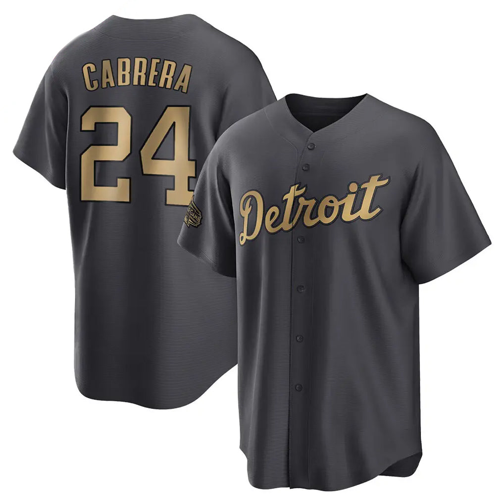 Detroit Tigers #24 Miguel Cabrera Player Charcoal CLOTHIN All-Star Home Game Stitched Jerseys