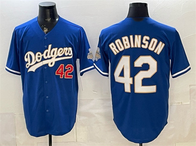Los Angeles Dodgers #42 Jackie Robinson Royal CLOTHIN 2026 Alternate Gold Collection Stadium Stitched Jersey