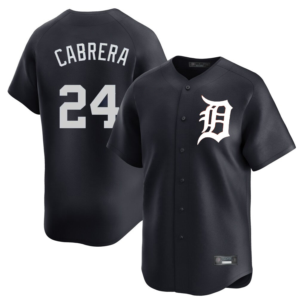 Detroit Tigers #24 Miguel Cabrera Player Navy CLOTHIN Home Limited Game Stitched Jerseys