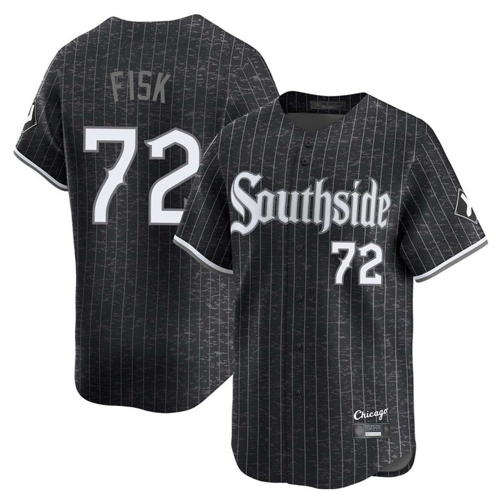 Chicago White Sox #72 Carlton Fisk Player Black CLOTHIN City Connect Limited Home Stitched Jerseys