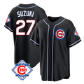 Chicago Cubs #27 Seiya Suzuki Player Black CLOTHIN Fashion Out 150th Anniversary Game Stitched Jerseys