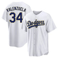 Los Angeles Dodgers #34 Fernando Valenzuela Player Gold White CLOTHIN 2026 Collection Stadium Game Stitched Jerseys
