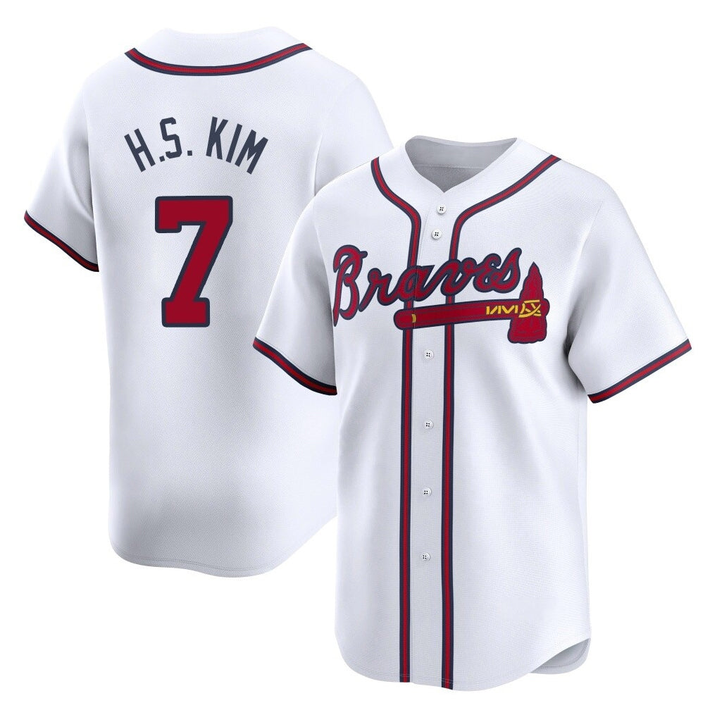 Atlanta Braves #7 Ha-Seong Kim Player White CLOTHIN Limited Home Game Stitched Jerseys