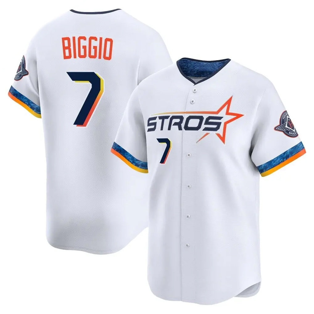Houston Astros #7 Craig Biggio Player White CLOTHIN City Connect Limited Home Stitched Jerseys